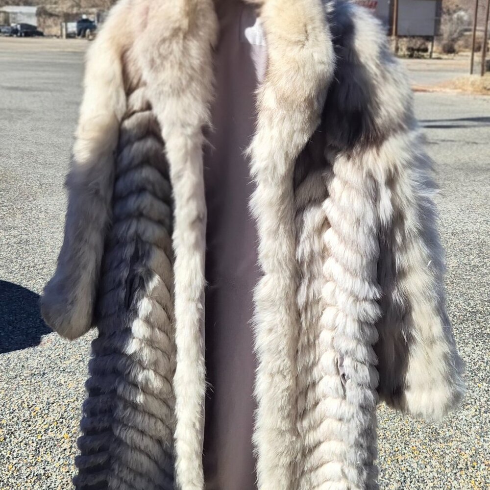 Silver fox fur coat